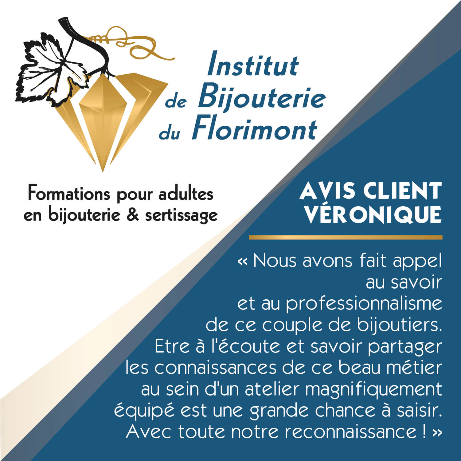 IBF - Avis Client Véronique - Institut de Bijouterie du Florimont