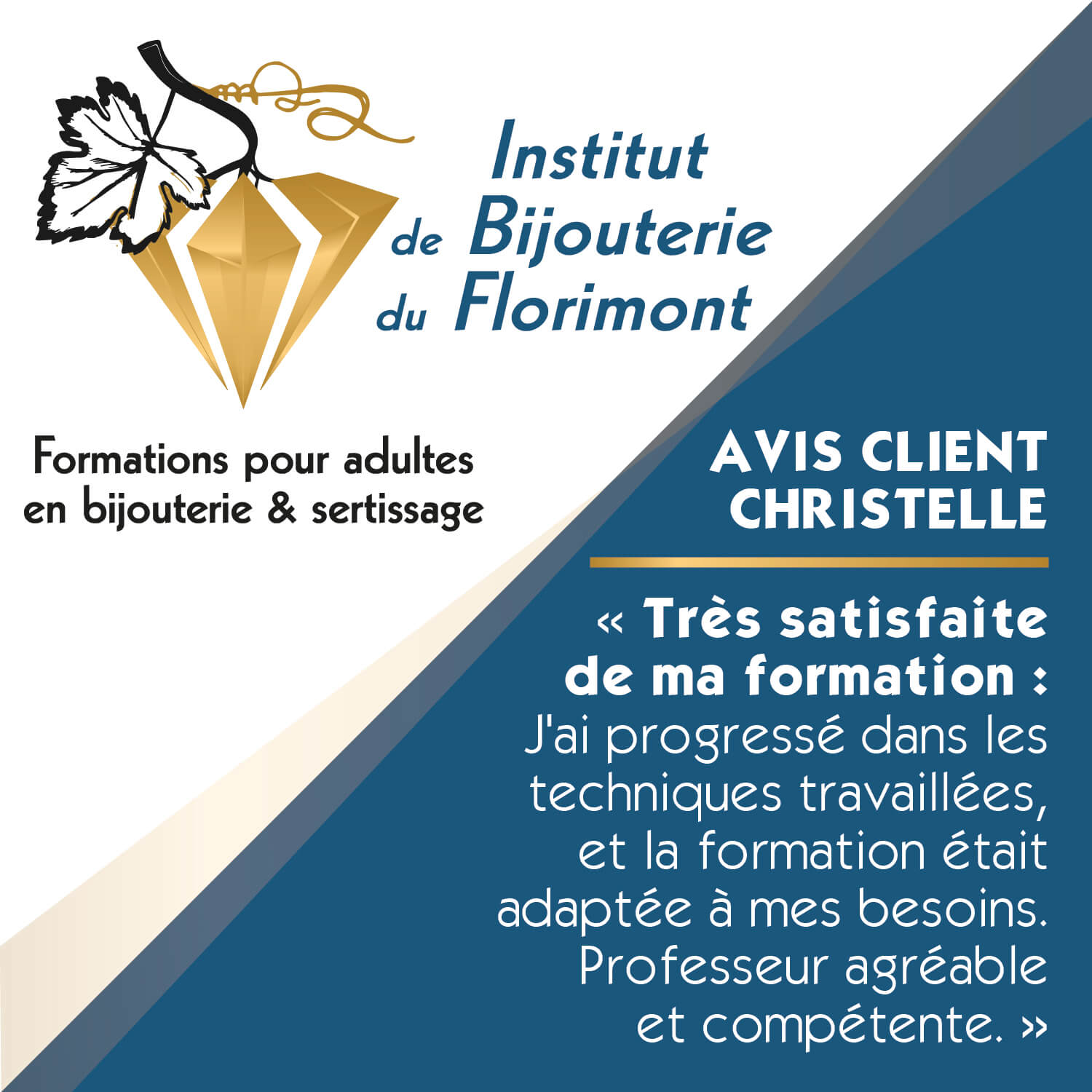IBF - Avis client Christelle - Institut de Bijouterie du Florimont